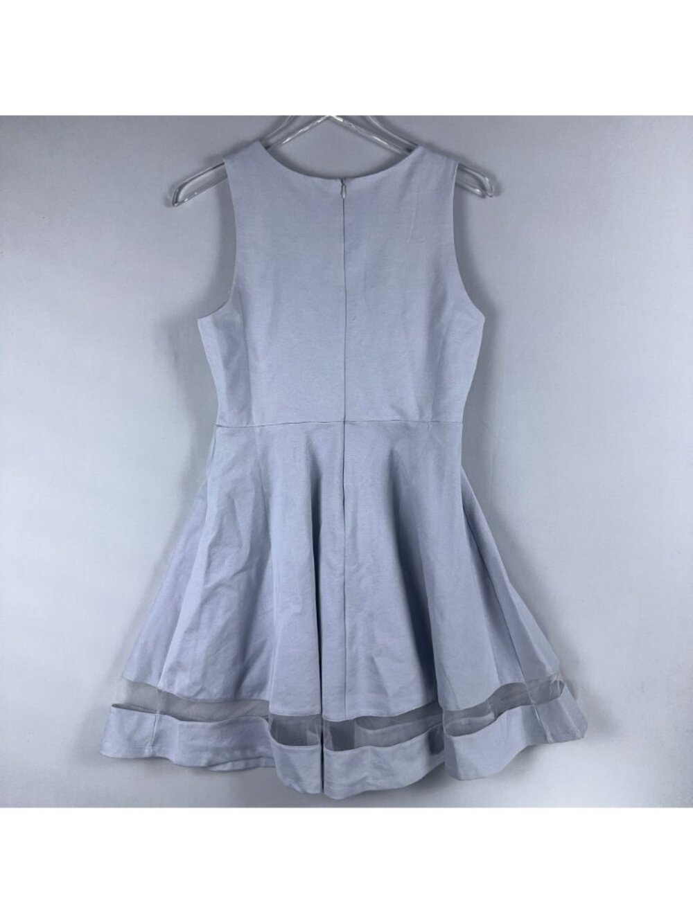 Lulus Sheer Determination Mesh Skater Dress Size Large Mini Fit Flare Light Blue - Picture 8 of 14